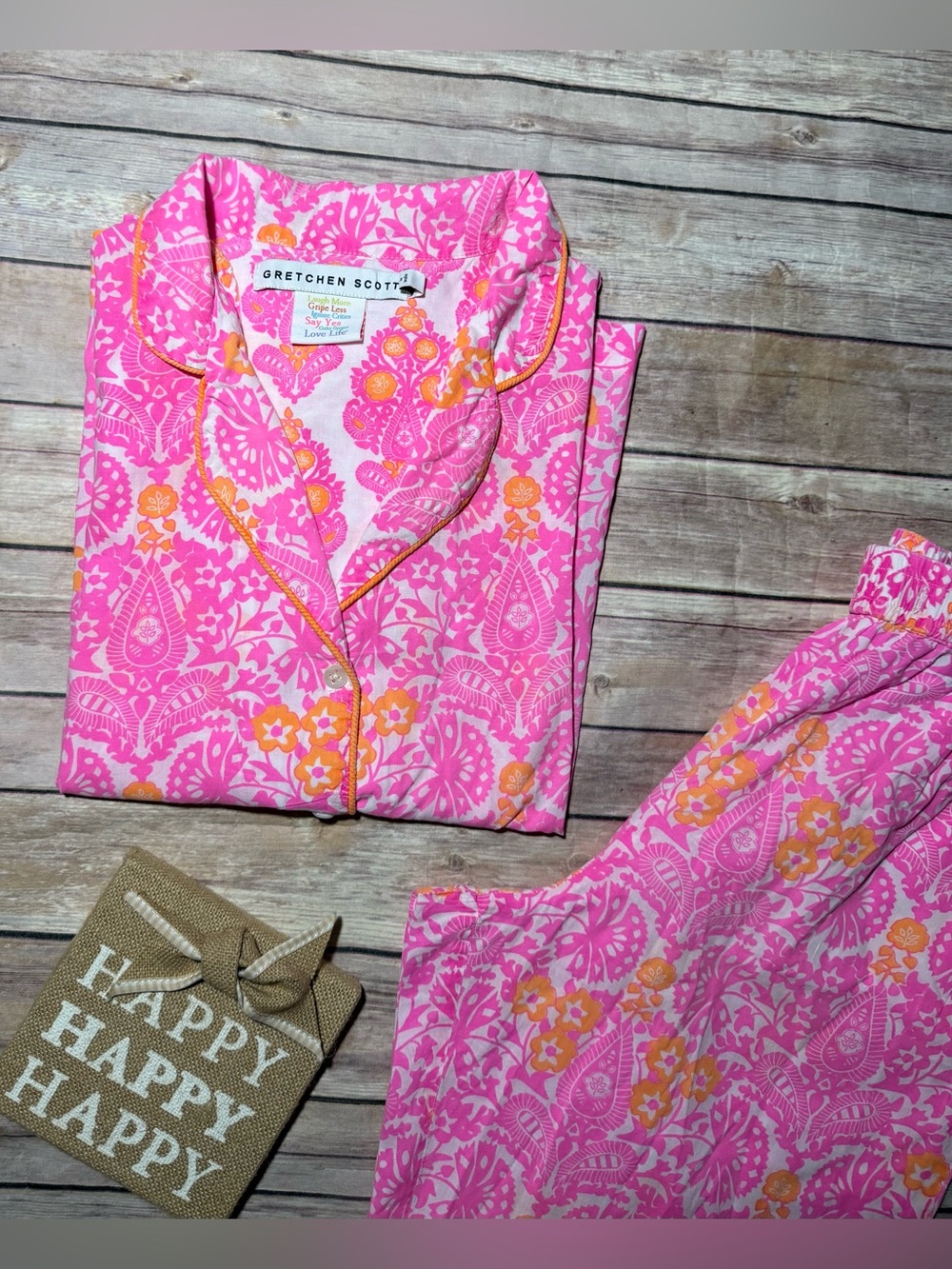 Gretchen Scott Pink and Orange Pajama Lounge Set Size Medium